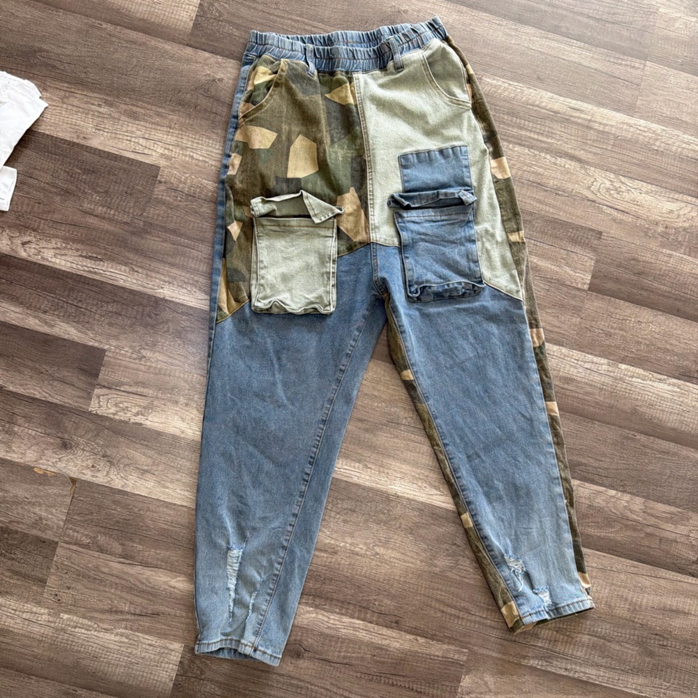 Patchwork Cargo Joggers - image 1